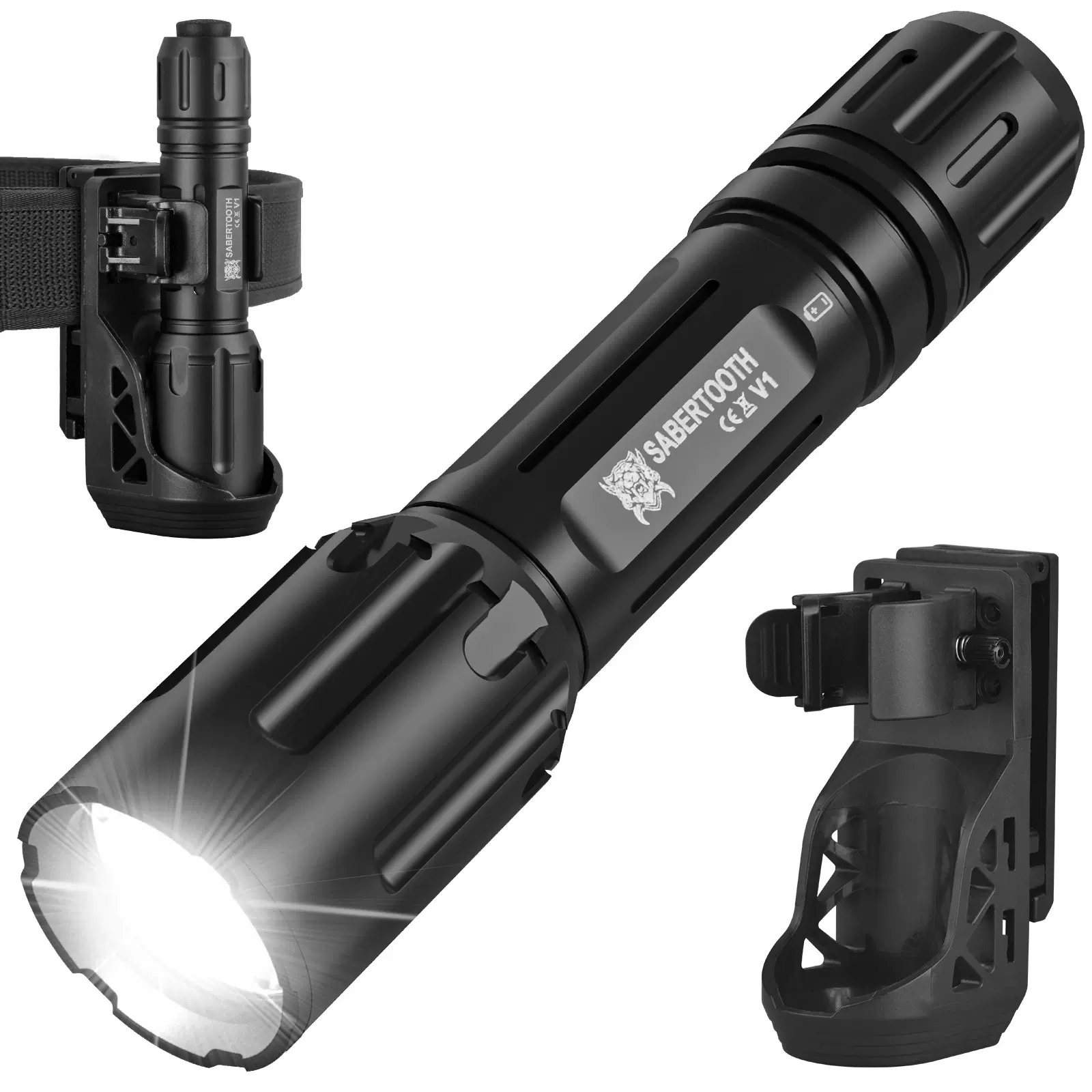 SABERTOOTH V1战术手电筒带皮套2200高流明带21700充电池5手电筒