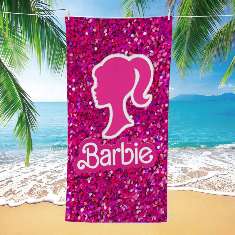 Pink iridescent Barbie beach towel, quick-drying and absorbent bath towel, ultra-fine fiber towel for seaside vacations, direct from the manufacturer Pink iridescent Barbie beach towel, quick-drying and absorbent bath towel, ultra-fine fiber towel for seaside vacations, direct from the manufacturer