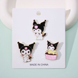 Sanrio Kulomi Series Cat Brooch Japanese Style Simple Metal Badge Bag Pin Pencil Bag Jewelry