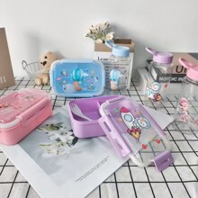 H9852F-1新款可爱卡通学生女生儿童便携大容量水杯套装餐盒饭盒便