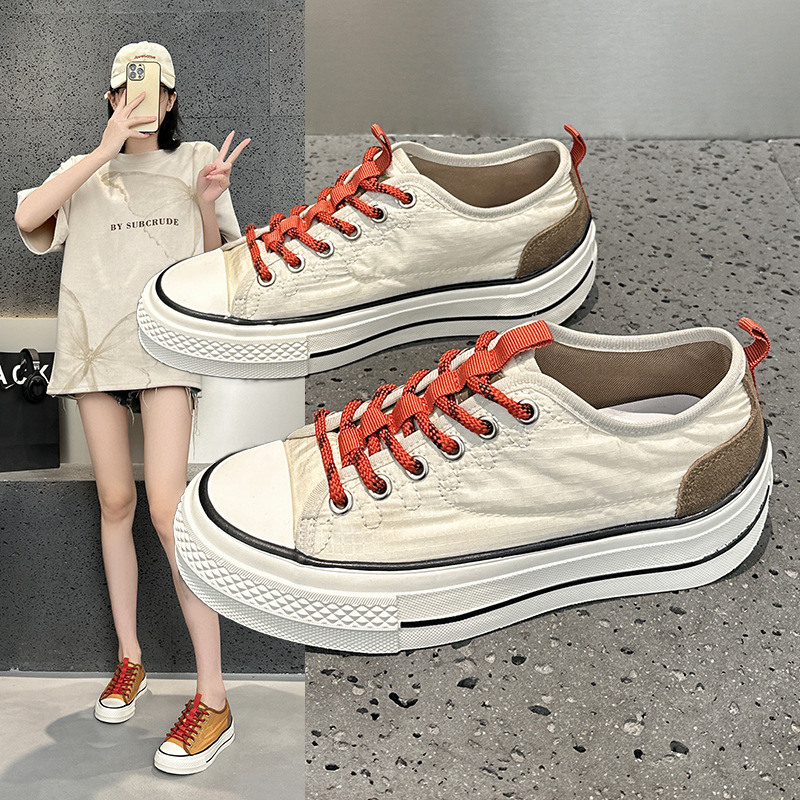 Mango Toe White Sneakers for Women 2026 Spring/Summer New Retro Canvas Lightweight Breathable Casual Shoes Hot-Selling Casual Sneakers