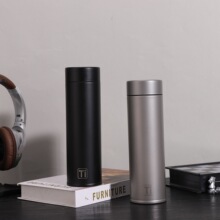 茶水分离高档纯钛保温杯商务钛杯直身礼品真空水杯便携车载保冰杯