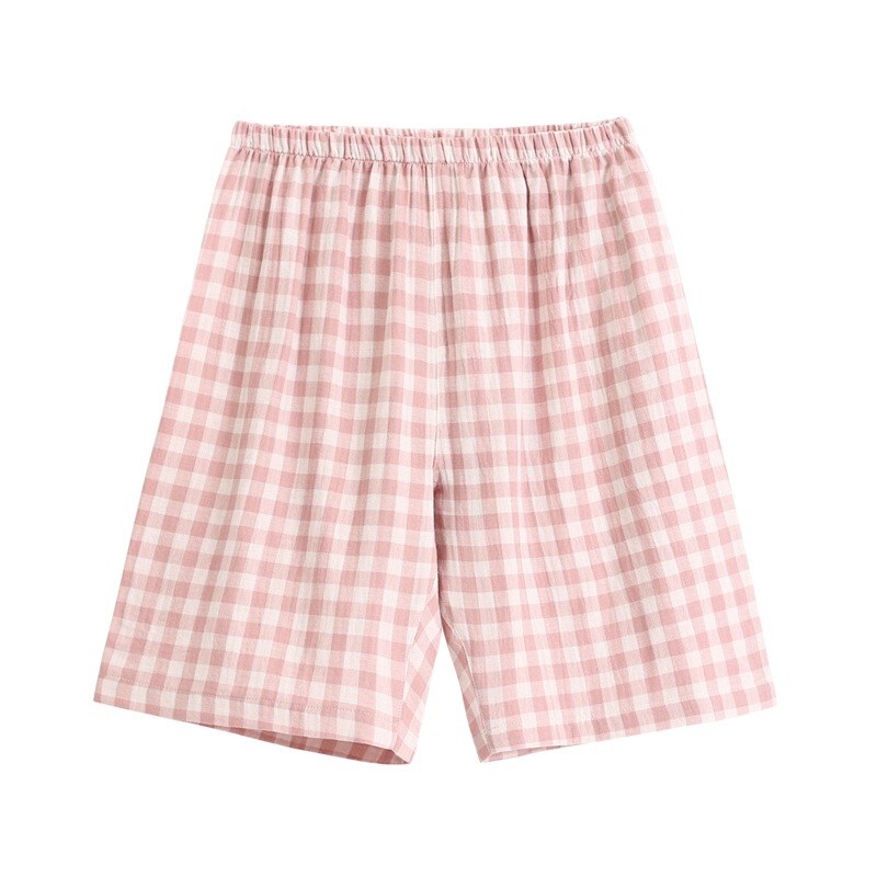 MUJI Japanese Style Good Shorts Women's Casual Pants Pure Cotton Plaid Boxers Men's Outer Wear Short Pajama Pants Four-Corner Trousers