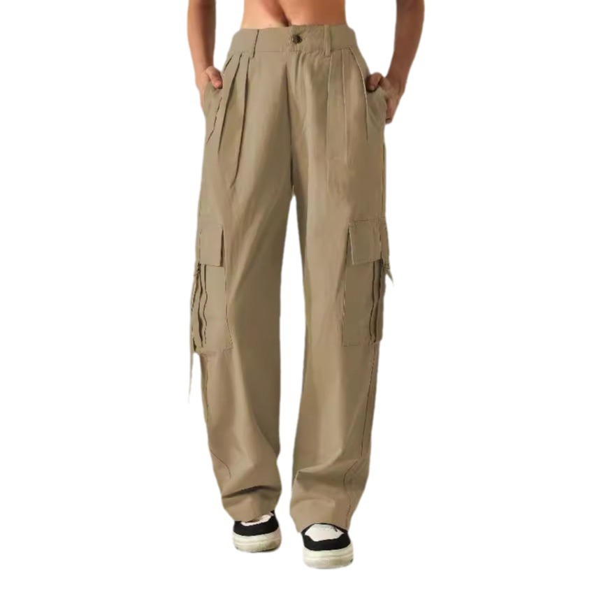 Pantalones de Trabajo Holgados para Mujer de Algodón, Corte Recto, Con Correas, para Estilo Urbano