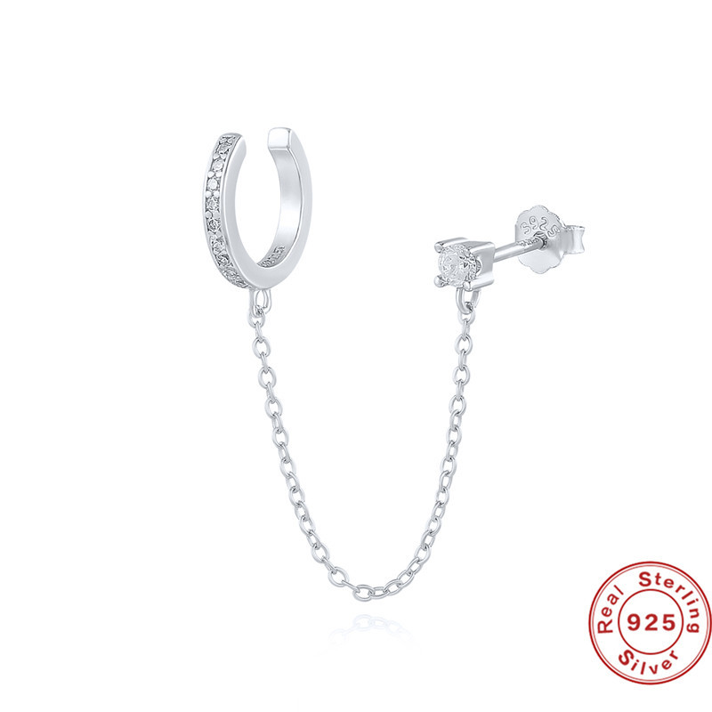 Femmes Simple Style Géométrique Argent Sterling Zircon Boucles D'oreilles Plaqué Or 925 Argent Boucles D'oreilles display picture 4