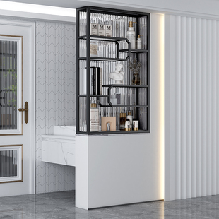 Bathroom Half-Wall Changhong Glass Partition Living Room Iron Storage Rack Washbasin Dry Area Light Luxury Stainless Steel Screen