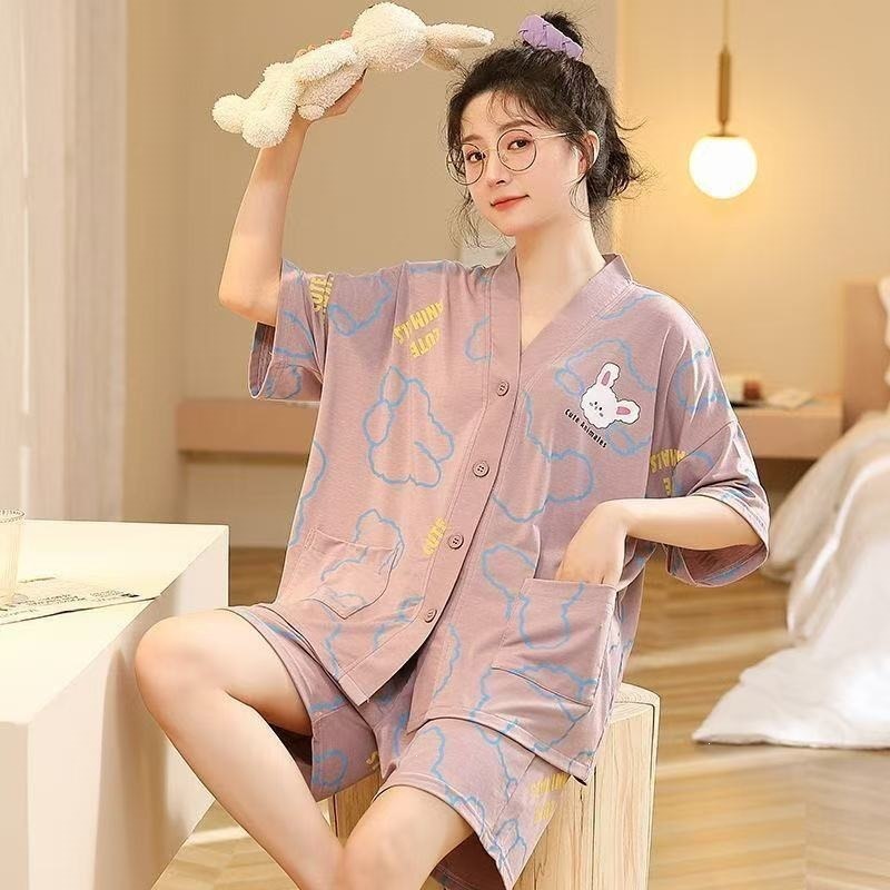 Pijama de mujer 2026 nueva linda caricatura damas de alto nivel sensación excelente cardigan damas set de ropa de casa de verano image 39