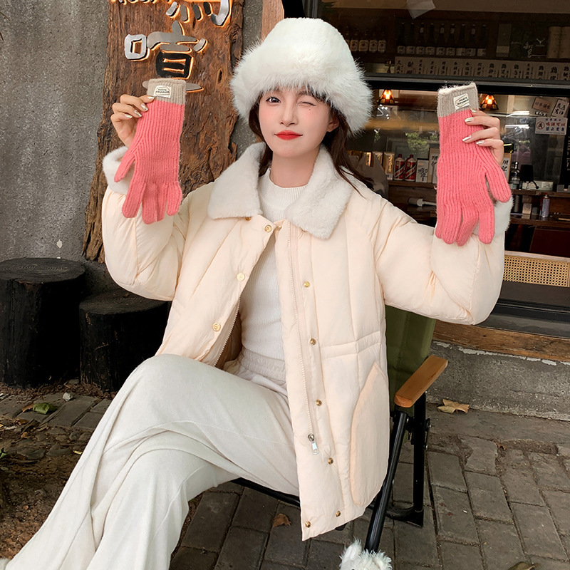 New Winter Style Sweet Thickened down Cotton Jacket, Short Waist-Cinching Cotton Coat for Petite Figures, Winter Outerwear New Winter Style Sweet Thickened down Cotton Jacket, Short Waist-Cinching Cotton Coat for Petite Figures, Winter Outerwear