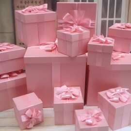 特大60cm正方形粉色礼品盒生日礼物盒拍照道具盒橱窗摆设推头纸盒