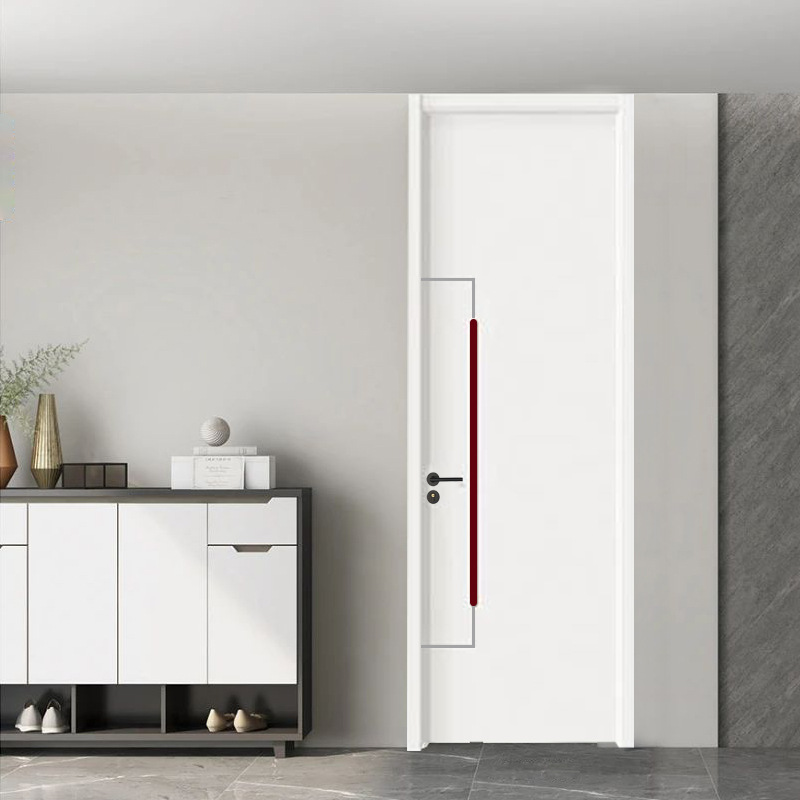 Puerta de madera moderna y simple puerta interior insonorizada silenciosa compuesta de madera sólida puerta de dormitorio de madera sólida puerta de pintura de tronco image 4