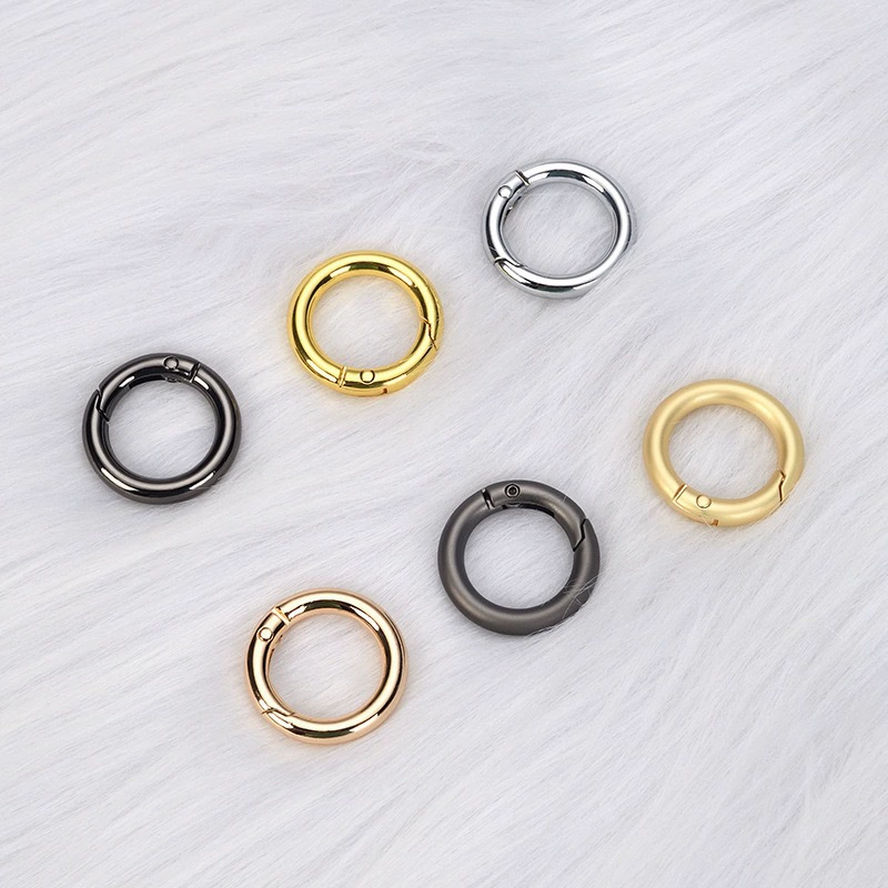 Пружинное кольцо из цинкового сплава с гальваническим покрытием, металлическая пружинная застежка, круглая застежка, круглый брелок, пружинное открывающееся кольцо, круглая подвесная застежка.