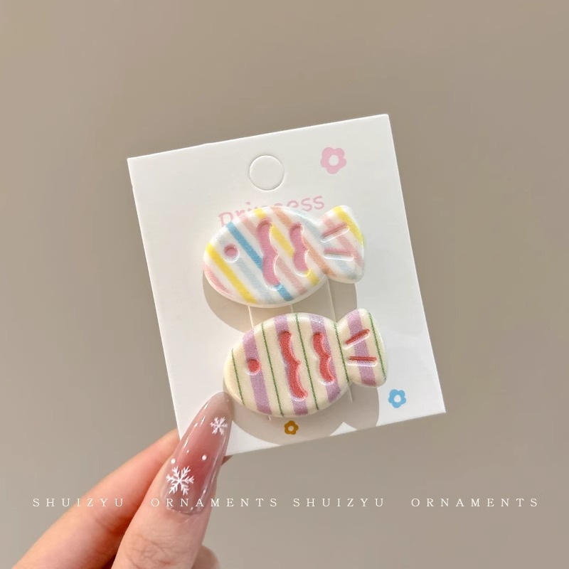 Pequeño pez de color clip para el cabello de la mujer adorable clip para el cabello de pestaña lateral dulce multifacé frente rotura clip para el cabello de boca de pato