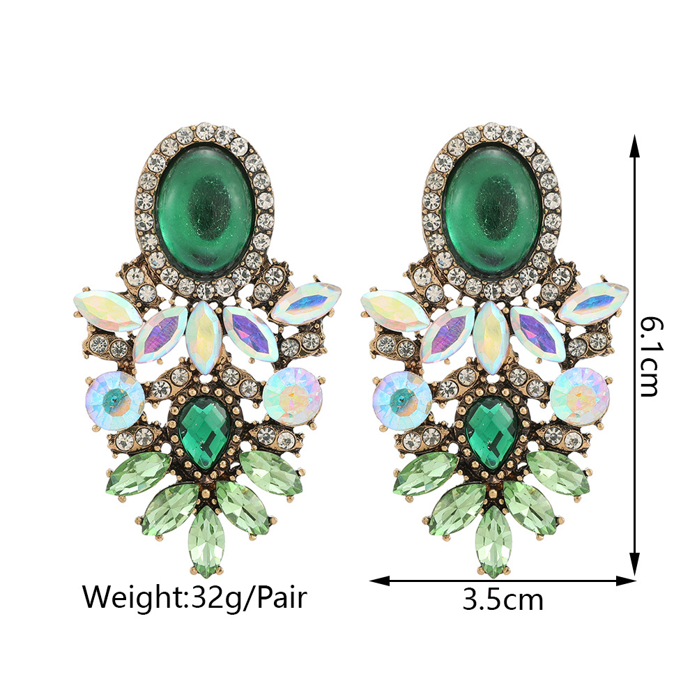 1 Pair Retro Geometric Rhinestone Plating Women's Drop Earrings display picture 1