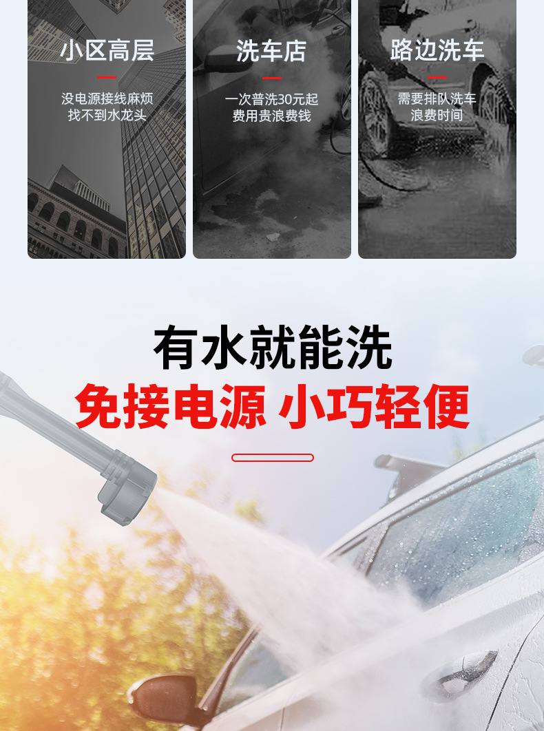 Cross-border car wash water gun electric car washer cordless high pressure