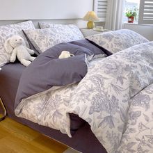60支新疆长绒棉全棉斜纹被套四件套宿舍三件套简约纯棉床单四件套