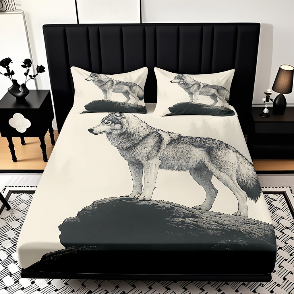TEMU / JIT impresión digital 3D transfronteriza serie de wolf molido cama de cama de cama de cama para diseñar