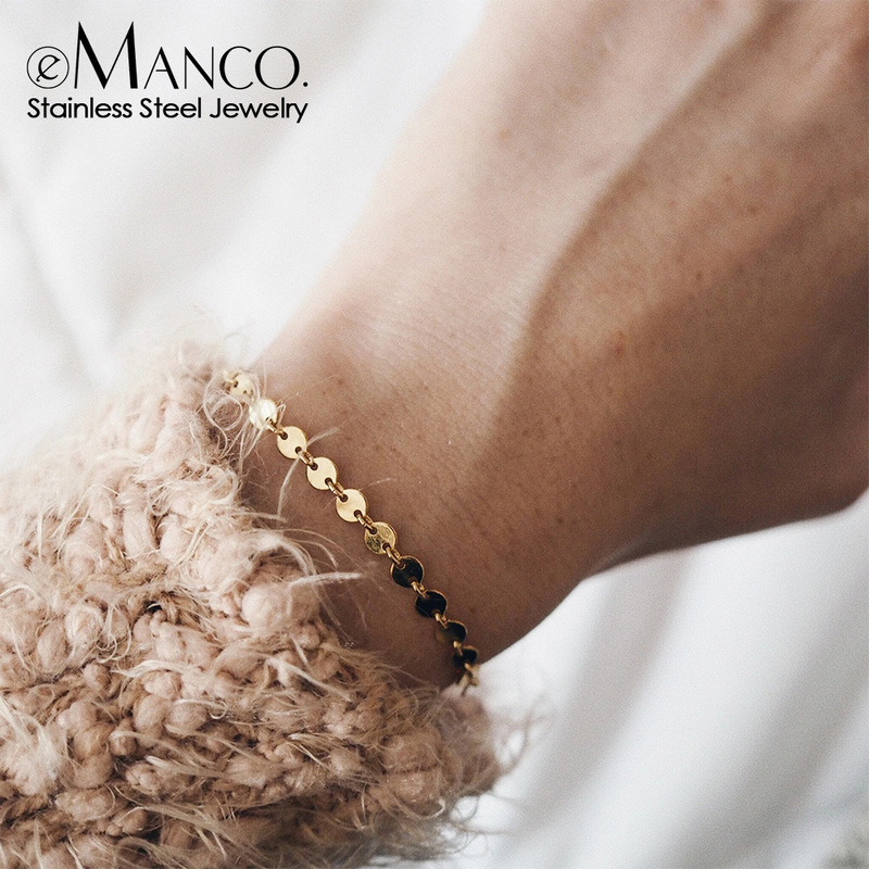 Emanco Personalized Titanium Steel Disc Chain Bracelet Men's Trendy Men's Niche Design Adjustable Girls' Bracelet Wholesale Emanco Personalized Titanium Steel Disc Chain Bracelet Men's Trendy Men's Niche Design Adjustable Girls' Bracelet Wholesale