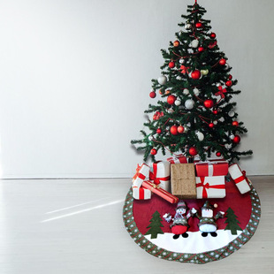 2025 New Cross-Border Christmas Tree Skirt Crafts Tree Surround Cartoon Printed Christmas Supplies Ornaments Wholesale