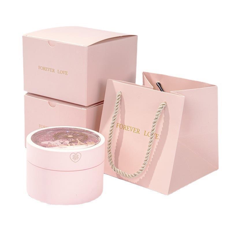 Caja de regalo creativa del día de San Valentín Qixi collar pulsera anillo de arena flotante luminosa LED caja de joyas de rueda gigante