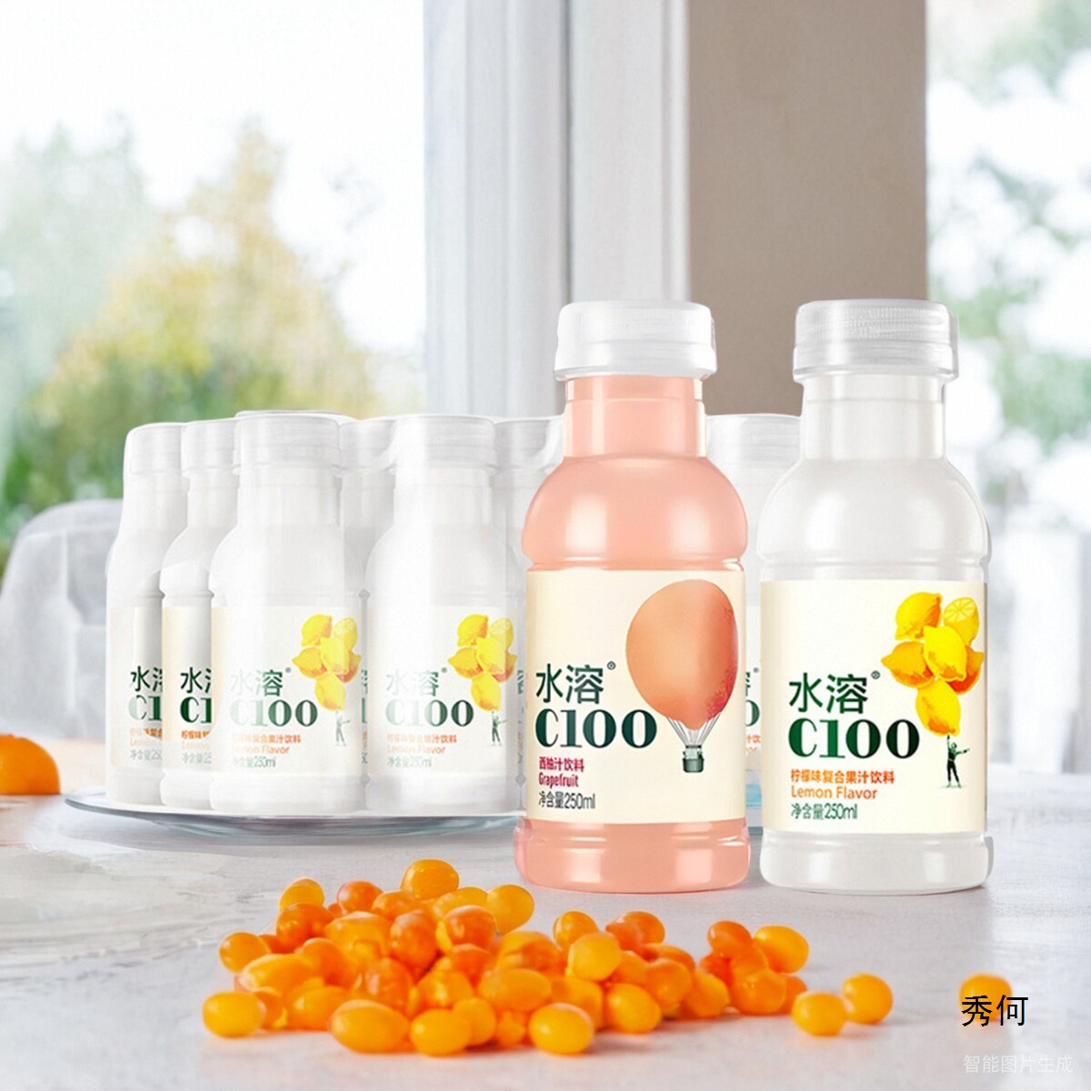 农夫山泉水溶C100复合果汁饮料柠檬味250ml*12瓶西柚味整箱价批