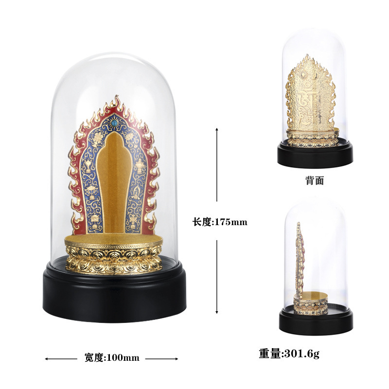 Xizang Style Thangka Wipe Base 3D Stereo Relief Gold Plated Buddha Statue Enamel Color Eight Treasures Pattern Lotus Platform Cultural and Creative Ornaments