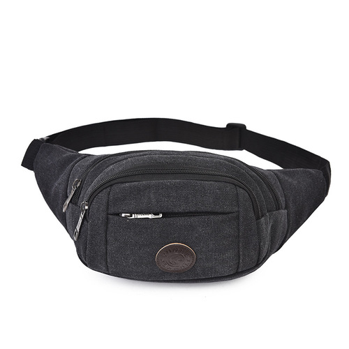 Fanny bag men's canvas fashion men's crossbody bag running sports waist bag large capacity mobile phone waist bag chest bag wholesale
