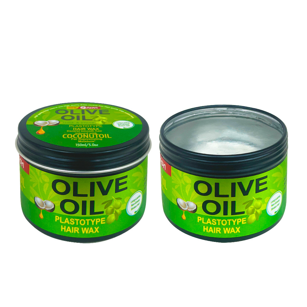Cera de cabello transfronteriza, aceite de oliva, modelado, moldeo, esponjoso, humectante, control de bordes duradero, barro de cabello al por mayor.