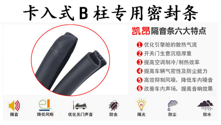 Suitable for Nissan Sylphy, Classic Sunny, March, Livina, B-pillar sealing strip, car door soundproofing, thickened anti-collision installation