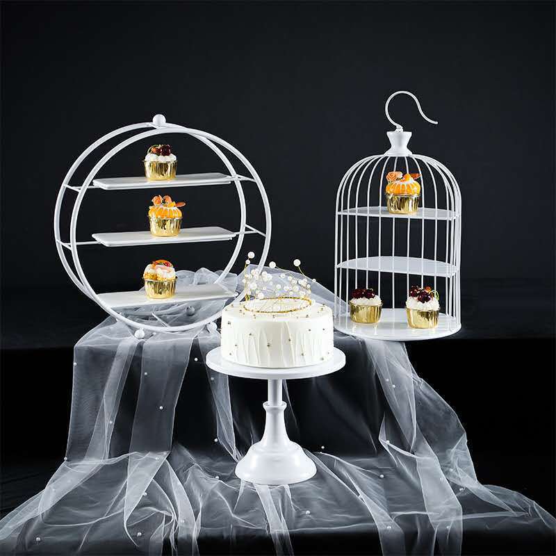 Estante de bocadillos de estilo europeo, tabla de postres, estante de exhibición, adornos de hierro forjado, estante de pastel de boda, set de 12 piezas image 6