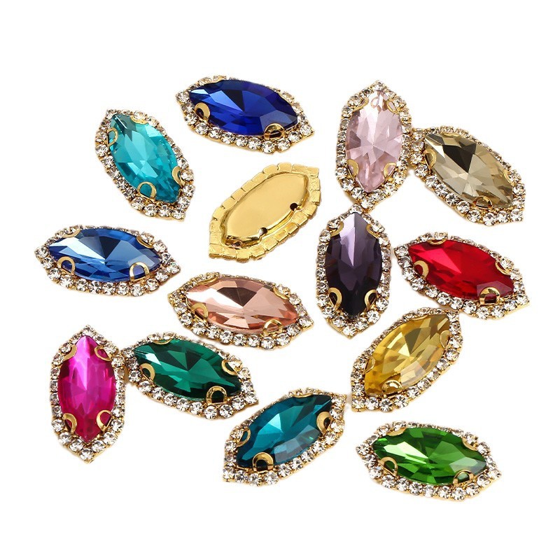 Ojo de caballo, borde, garras, taladro perforado, taladro cosido a mano, soporte inferior grueso, tocado, equipaje, accesorios de ropa, hebilla de cristal de ojo de caballo