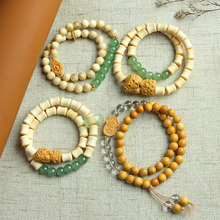 天然木头diy两圈手持佛珠金丝竹奶香木金药檀檀香木女士檀木手串