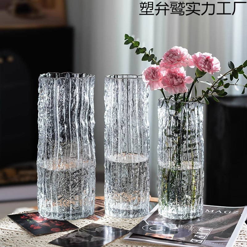 花瓶装飾リビングルームフラワーアレンジメントガラス大型透明ライト高級ハイエンド水栽培ユリ水耕緑植物花専用|undefined