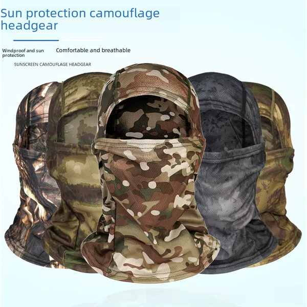 Cycling Hood, American-Style Camouflage Sun Protection Mask, Outdoor Quick-Drying Mesh Fabric, Hiking Protection, Windproof Face Protection