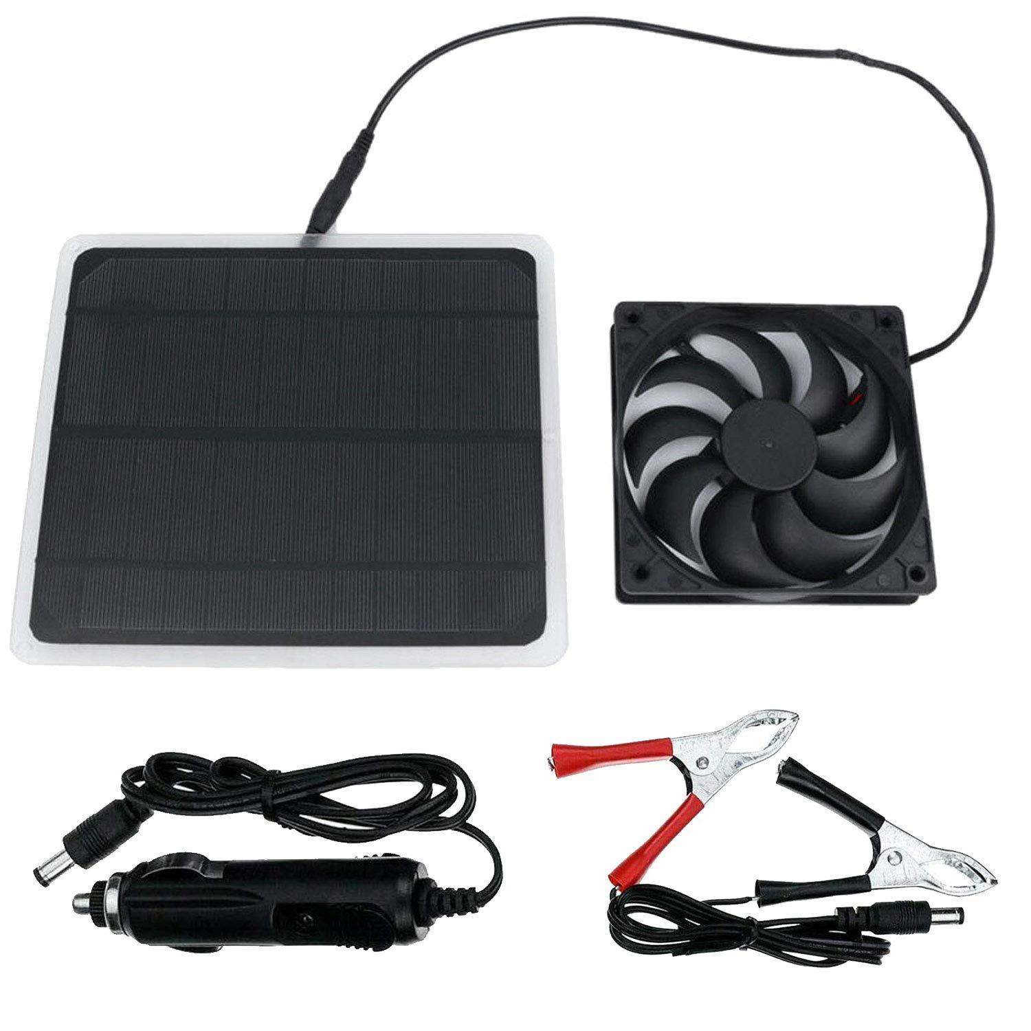 跨境专供单晶5.5w12V太阳能板排气扇套装 太阳能风扇宠物屋鸡舍杂