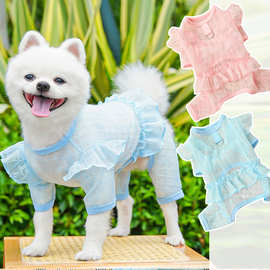 原创四脚衣宠物狗狗衣服狗衣服猫咪衣用品蕾丝网纱裙子裤子跨境比