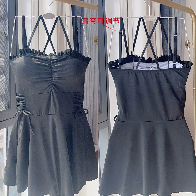 Купальник, модная бренд-черная разделеннаяSlip Dress, брюки, интернет-знаменитость, городской стиль