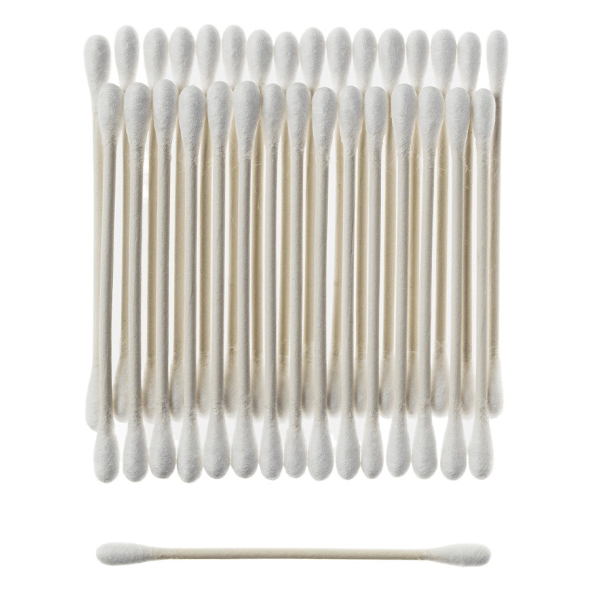 Hisopos de algodón desechables de doble punta con punta de papel (premium), 100/unidad, hisopos de algodón absorbentes para limpieza y desinfección, grado médico transfronterizo aprobado por la FDA