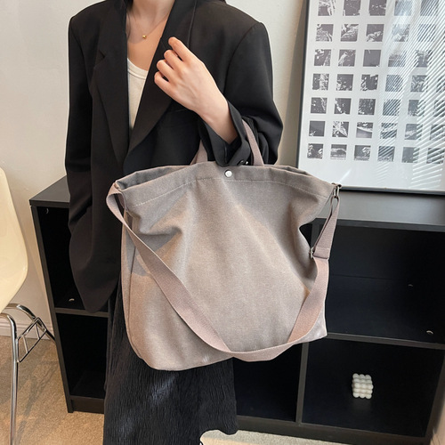 Simple, fashionable, casual, versatile canvas bag, stylish and elegant large-capacity tote shoulder bag crossbody backpack