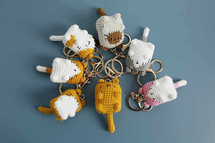25g Weight Wool Yarn Home Textiles & Decor Type Handmade Inlay Material Keychain Classification 1 Piece Quantity Daily Occasion yarn Material Cartoon, Cat Pattern Knitting Design Cute Style 1 Piece Cartoon Cat Keychain Yarn Handmade Cute Keychain 11