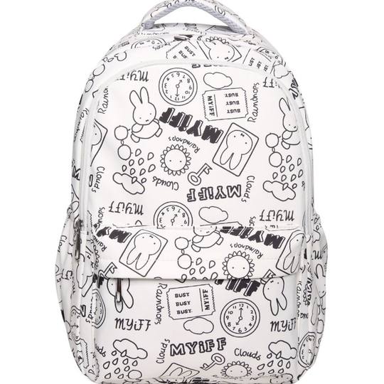 Korean style Japanese casual sweet backpack burden-reducing large capacity student schoolbag personalized graffiti trendy cool style backpack