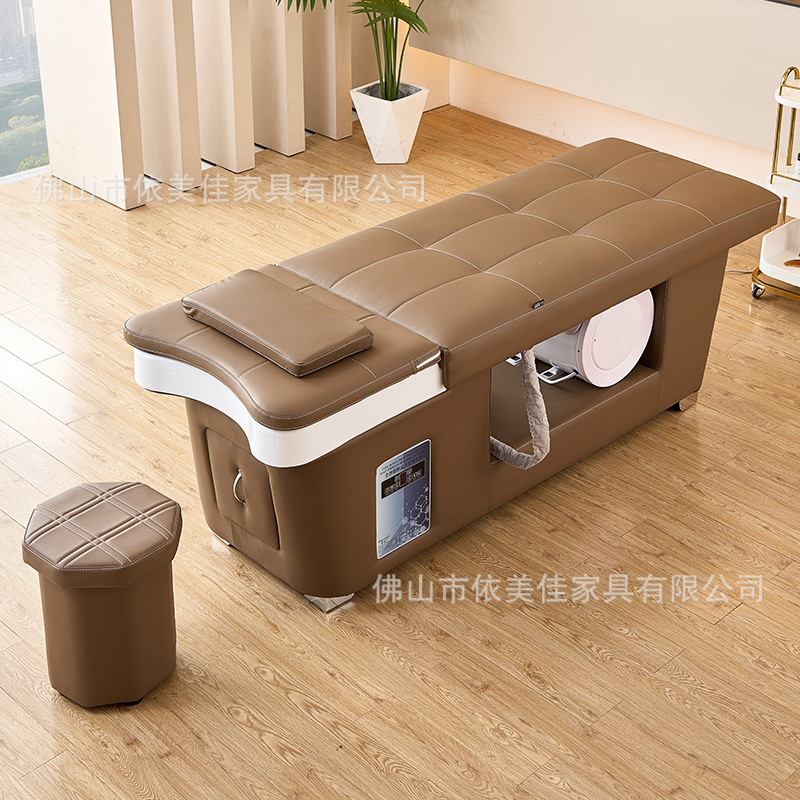 Cama de lavado de cabello de circulación de agua de estilo tailandés para salón de peluquería especial de belleza de reclinación completa, cama de tratamiento de cabello de fumigación de temperatura constante
