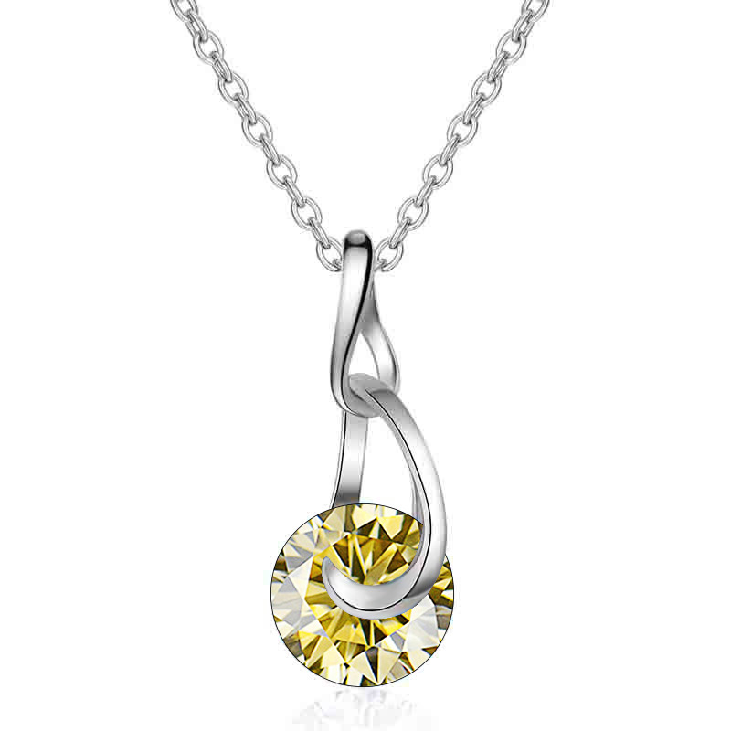 Collar de plata esterlina 925 mujer 2 quilates collar de gota de agua de moissanita colgante de collar de clavícula de fábrica