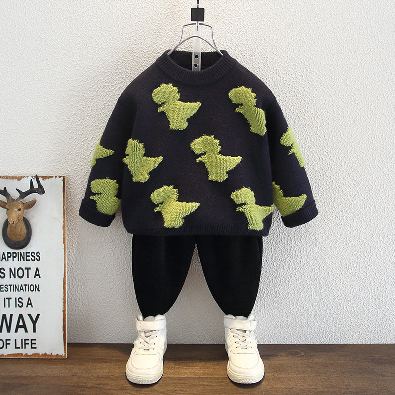 6476 suéter para niños ropa de otoño e invierno 2025 nuevo bebé estilo coreano suéter de punto callejero frito chico guapo suéter de dibujos animados