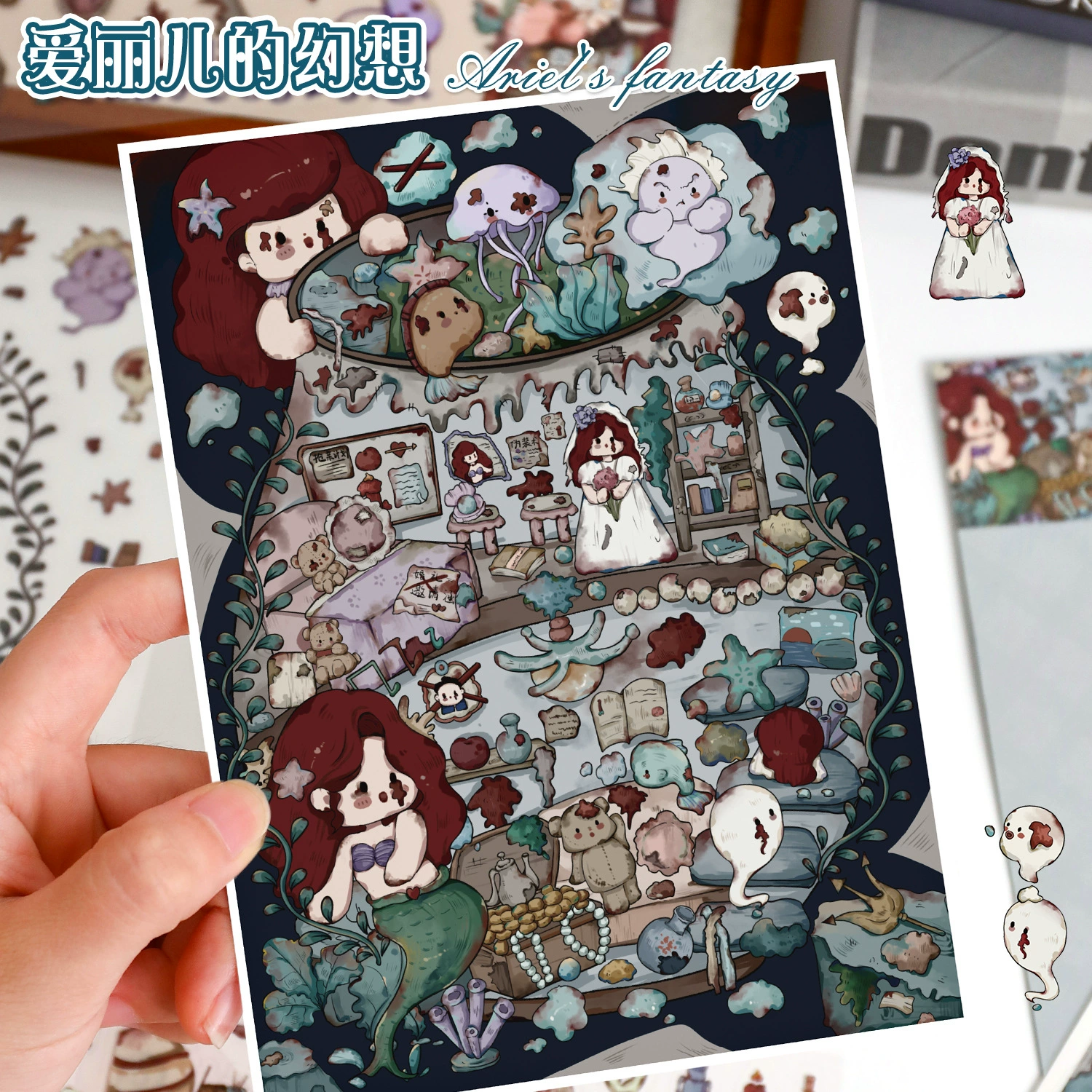 71.0 Арт Блю пейзаж стикер сцена Ariel фантазийный 3D мини-мора Sticker DIY unzip ручной заметки стикер
