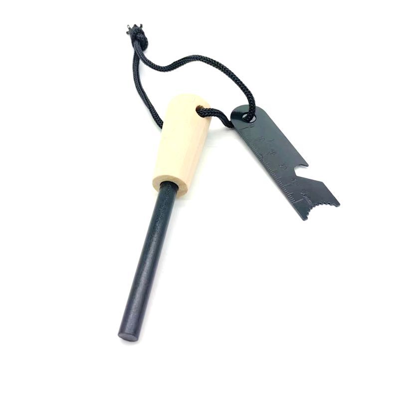 Mango de madera portátil al aire libre Firestone palo de fuego sólido herramienta de fuego para acampar al aire libre supervivencia palo de magnesio con raspador