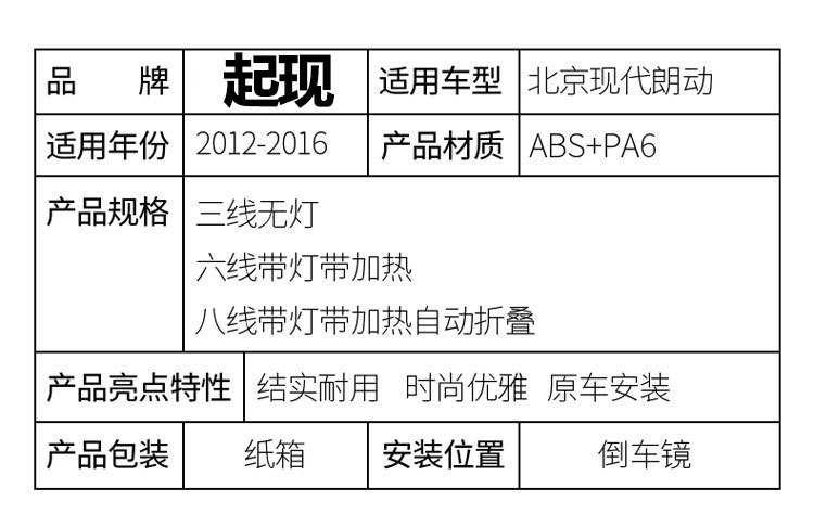 Suitable for Beijing Hyundai Langdong rearview mirror assembly. 2-year warranty. Installation tools included
