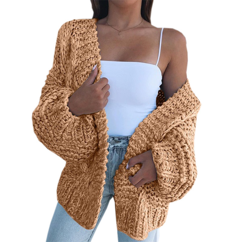 AliExpress Comercio exterior nuevo cardigan Batwing suéter de manga larga felpa suelta más tamaño prendas punto desgaste exterior superior