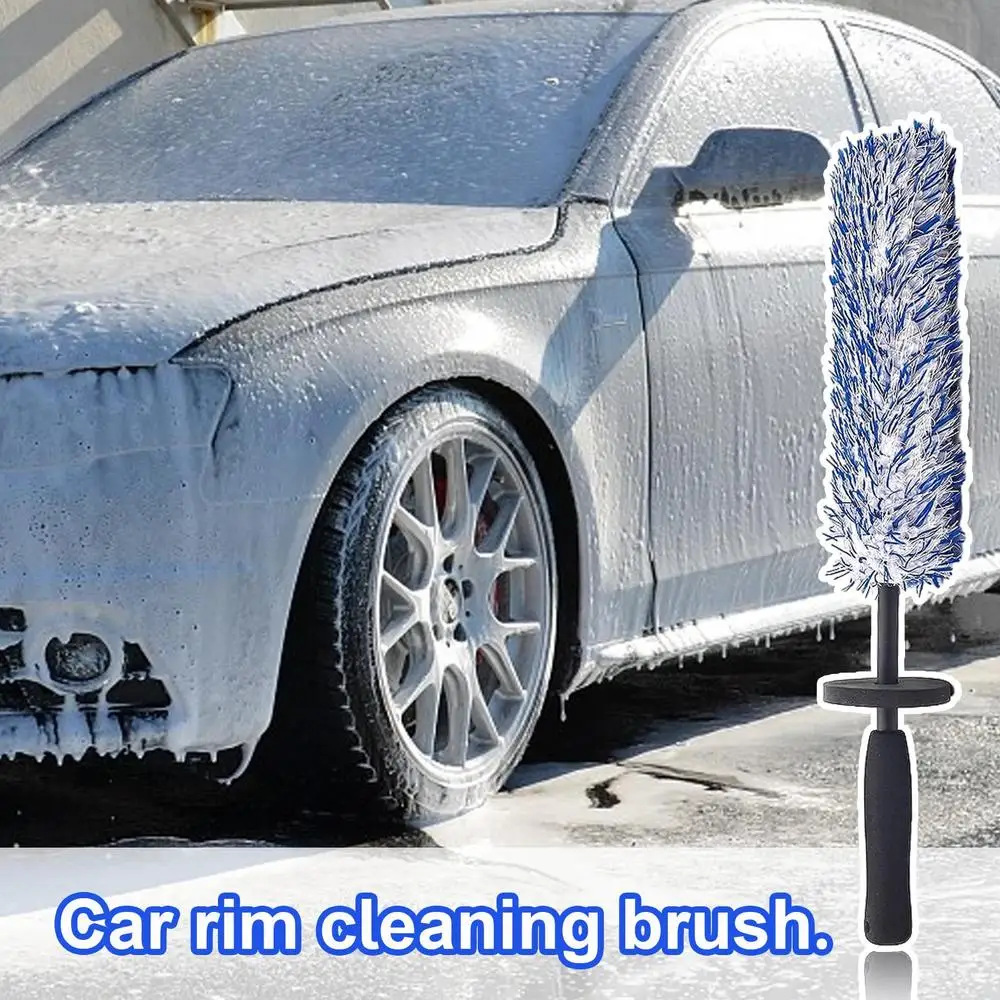 Microfiber Twisted Long-Handled Tire Brush Car Wash Tool Decontamination Dust Duster Plush Car Wheel Hub Cleaning Brush