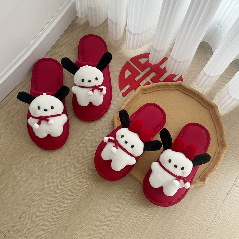 Осенне-зимняя пара с закрытым носком, мультяшная пача, свадебные туфли, свадебные туфли, свадебное приданое, красные домашние тапочки