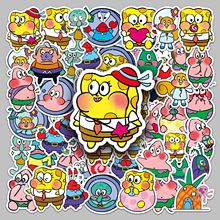 51张Q版海绵宝宝派大星动画人物蟹老板卡通可爱diy手机壳贴纸批发